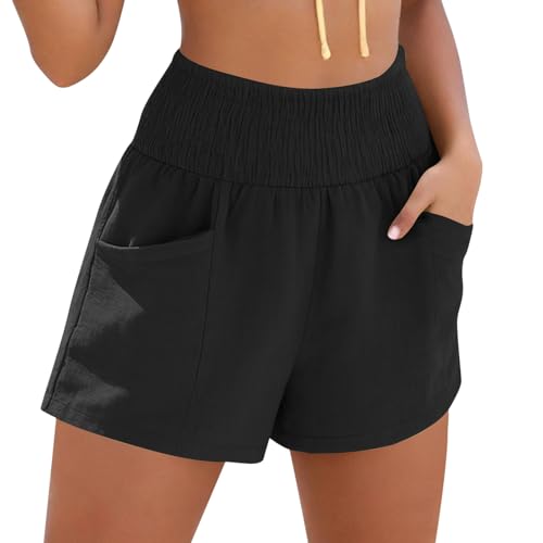 Pantalon d'été court en tissu pour femme de couleur unie et respirant