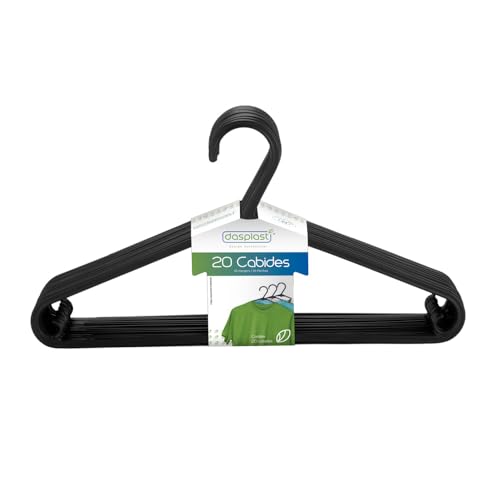 Kit com 20 Cabides Fun, Preto, Dasplast