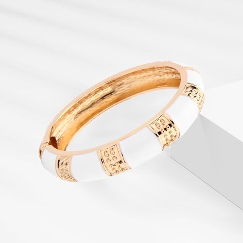 Image of wynameleri Modern Cloisonne Bracelet Geometric Enamel Cuff Bangles Hinged Bracelet Jewelry for Women Gift Box 184136