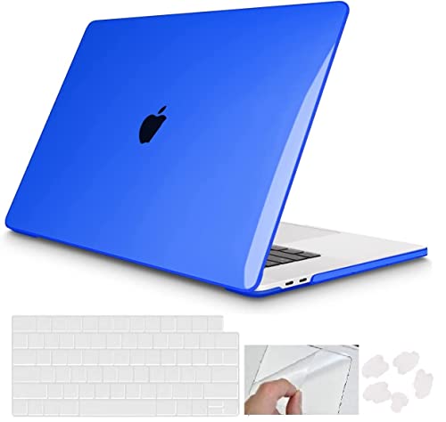 Image of SwooK Moca Case for M2 MacBook Pro 13 Inch with /Without Touch Bar Plastic Hard Shell Case Cover with Keyboad Dustplugs Trackpad (Dark Blue)