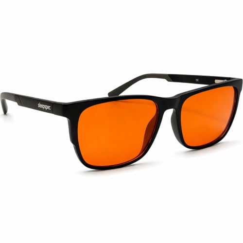 Sleepspec Blue Light Blocking Sleep Glasses | For Deeper Rest & More Energy | Better Sleep & Eye Strain Relief | Deep Amber Tinted Lens | Blue Green L