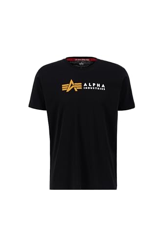 Alpha Industries Label T PP T-Shirt Da Uomo Camiseta, Black, M para Hombre