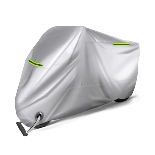 LDKH Telo per Moto per BMW F800GS F800 GS F 800 GS, Telo per Moto Impermeabile e Antipolvere, telone per Moto da Interno Esterno con Foro per Serratura, Fibbia Antivento,Normal-B Silver