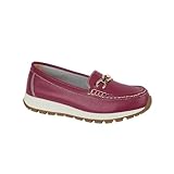 Jo & Joe Ladies Casual Slip-On Smooth Leather Comfort Sporty Wedge Loafer with Chain Trim Sizes 4-8 (Fushia, UK Footwear Size System, Adult, Women, Numeric, Medium, 6)