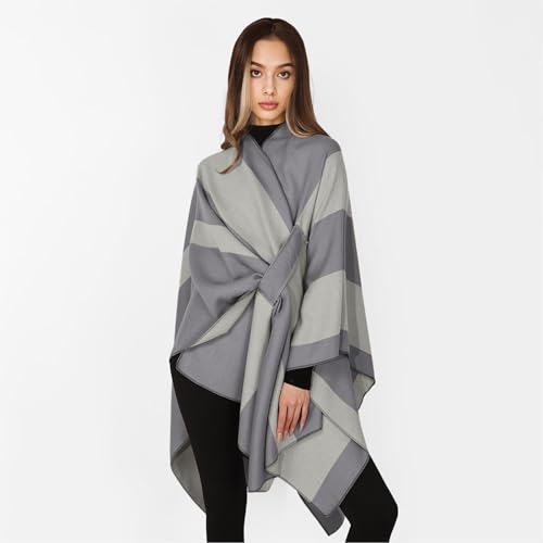 Poncho para mujer con chal frontal estilo elegante retro de flores 5