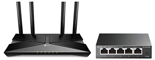Image of TP-Link WiFi 6 AX1500 Mbps Archer AX10,Smart WiFi,Triple-Core CPU, Gigabit & TL-SG105S 5-Port Desktop Gigabit Ethernet Switch /Hub, Ethernet Splitter, Plug & Play