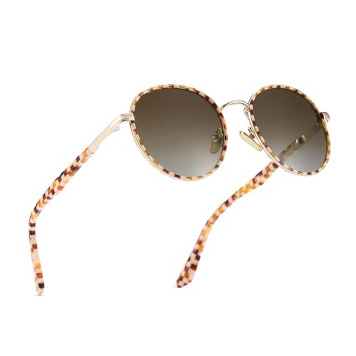 Ricafirla Retro Checkered Round Sunglasses