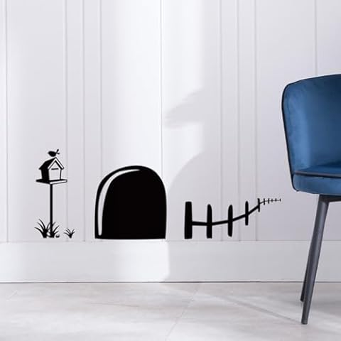 Traziewell Animal Wall Stickers Mouse Hole Wall Sticker Living Room Wall Decal Nursery Funky Kitchen Vinyl Wall Art Removable Decoration Laundry Office Wallpaper 0121 Cover