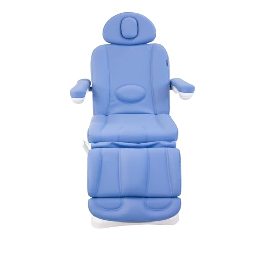 Image of SKINACT Malibu Electric Medical Spa Facial Treatment Chair /Table with 240 Swivel Base, Adjustable Backrest, Leg Rest and Wired Hand Remote Control (Light Sapphire)