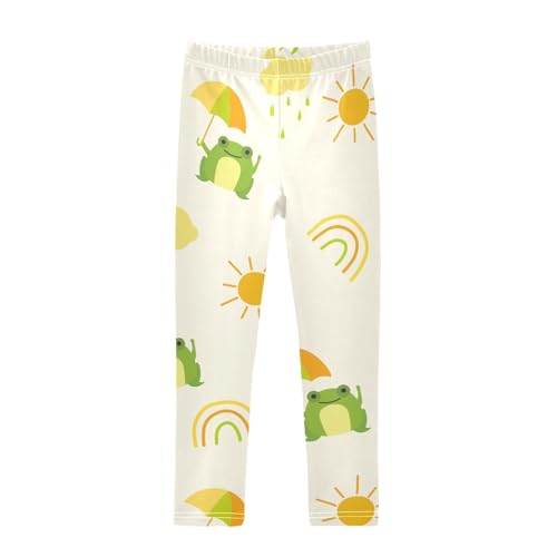 Rainbow Frog Girls Leggings,Workout Leggings for Girls Toddler Athletic Legging Size for 3-10T