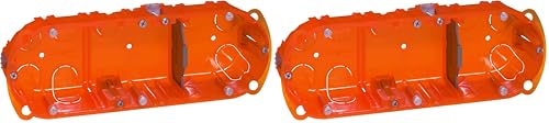 LEGRAND - Boîte Encastrement Batibox Multimatériaux - Rigidité Renforcée - Pour Plâtre, Contreplaqué, Tôle, Brique - Profondeur 40 mm - Diamètre de Perçage 67 mm - 3 Postes (Lot de 2)
