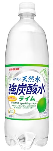 サンガリア 伊賀の天然水 強炭酸水 ライム 1000mL×12本