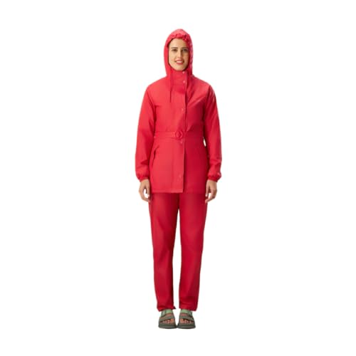 Image of ZEEL Rain Coat for Women Waterproof with Adjustable Hood, Rainwear Suit with Polyester Jacket and Pants for Ladies with Belt, AZ12