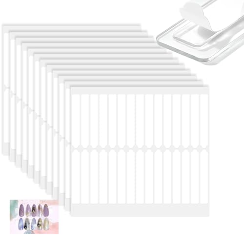 BQAN 12 Sheets Double Sided Nail Tape for Press On Nails Storage Clear Adhesive Mounting Tapes for Nails Design Display/Fake Nail Storage/Manicure Packaging Organize