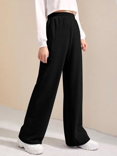 Verdusa Girl's Graphic Embroidery Straight Leg Sweatpants Elastic Waist Joggers with Pockets4