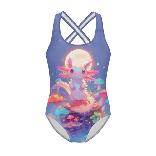 Image of WELLFLYHOM Girls Bathing Suits Size 5-14 One Piece Cross Back Swimsuit Sleeveless Full Coverage Swimwear for Beach Swimming