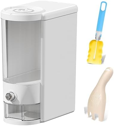 Miniatura 9 de Recipiente de arroz de 12 libras con taza medidora, caja fresca incorporada, dispensador de cereales con tapas para el hogar, cocina, despensa,