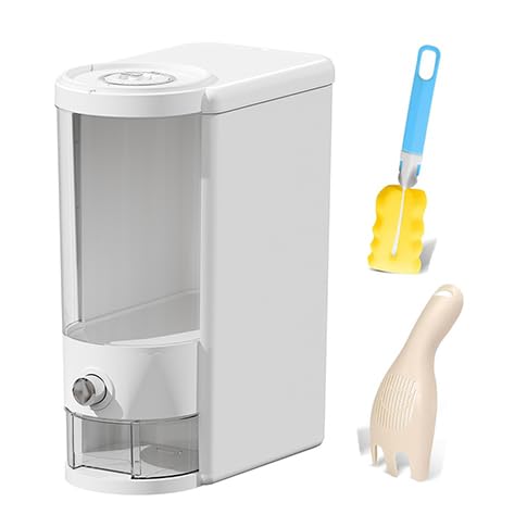 Reisbehälter mit Messbecher, verbesserte integrierte Frischebox, Müsli-Spender, Aufbewahrung mit Deckel, für Zuhause, Küche, Speisekammer, Reis, Sojabohnen, Mais und große Körner, Weiß, 11,3