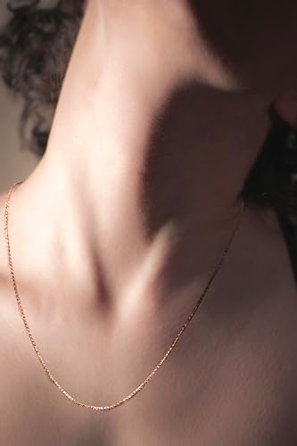 14K Real Yellow/White/Rose Gold Solid Box Link Chain Necklace with Lobster Claw Clasp, Jewelry Gift for Women or Men2