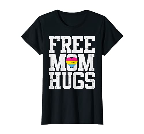 Donna free mom hugs pansexual heart pan pride flag lgbt women gift maglietta
