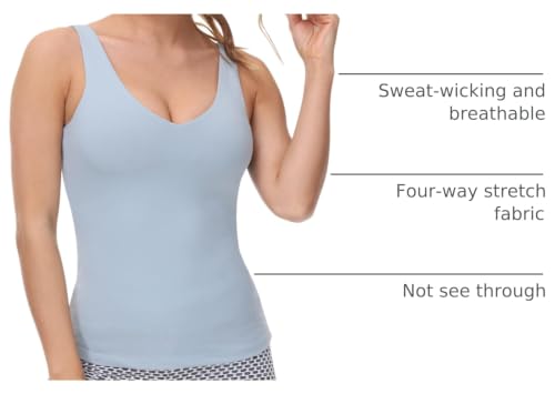 Image of Workout Tops for Women Yoga Tank Tops with Built in Bra Wirefree Padded Yoga Bras Gym Running Athletic Shirt V-Neck Camisole