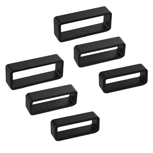 RGEVGER 6 trabillas de silicona para correa de reloj, retenedor de bucle de correa de reloj, para piezas de relojes deportivos inteligentes (negro, 18 mm, 20 mm, 22 mm), NO, Plástico, No es una piedra