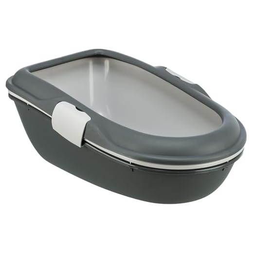 Trixie Bandeja Higiénica Arenero Gatos - Bandeja Sanitaria Gatera Arenero WC Gato Caja De Arena con Borde Berto 39 x 22 x 59 cm Gris