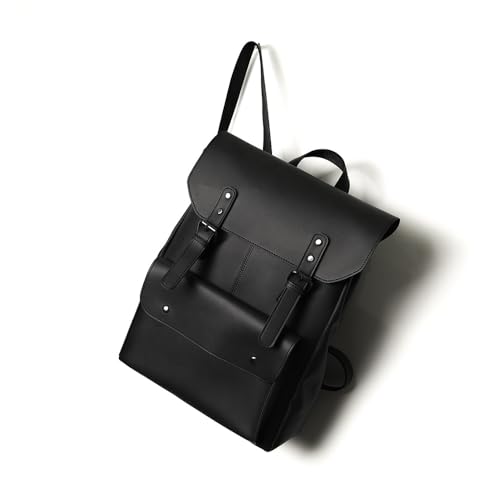 Leather Laptop Backpack, Women and Men Backpack Travel Business Work College Water Resistant Anti Theft Daypack Slim Large fits for 15.6 inch Notebook Computer bag, 01 Black