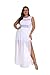 730 - Plus Size Double Slits Lace Chiffon Jumpsuit Maxi All White Party Wedding Party Dress (White, 4X)