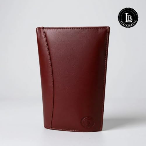Leather Executive Business Credit Card Book Holder Professional Card Organizer -Clear Slots (Burgundy)