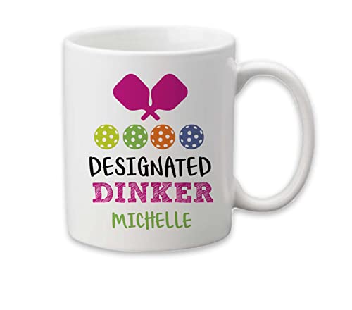 Personalized Designated Dinker Mug Pink | Pickleball Funny Pun ...