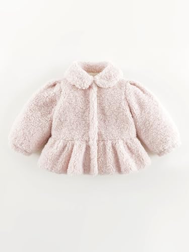 marc & janie Girls Peter Pan Collar Faux Lamb Wool Jacket Loose Full Zip Coat Warm Tops 2415373