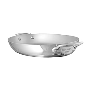 Mauviel M’Cook 5-Ply Polished Stainless Steel Oval Pan With Cast Stainless Steel Handles, 13.8-in, Made In France