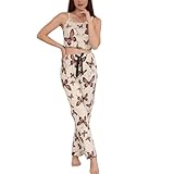 💝Contenu : 1 haut court, 1 pantalon large. Les pantalons de pyjama d'été pour femme sont disponibles en tailles S à XL, adaptés à la plupart des morphologies. Veuillez consulter notre tableau des tailles avant achat.