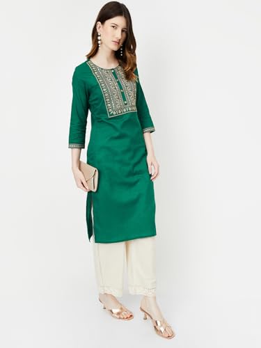 Image of Max Women's Cotton Blend Regular Fit Casual Kurta