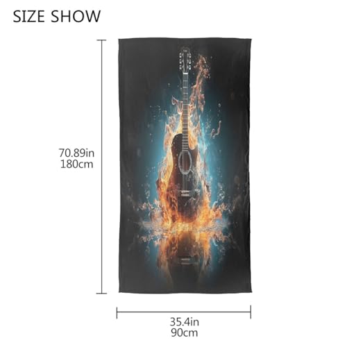 Electric Guitar Music Scarves for Women Lightweight Fire Guitar Silk Scarf Long Fashion Soft Neck Scarves Sheer Shawl Wrap Muffler Neckerchief 180x90 CM3