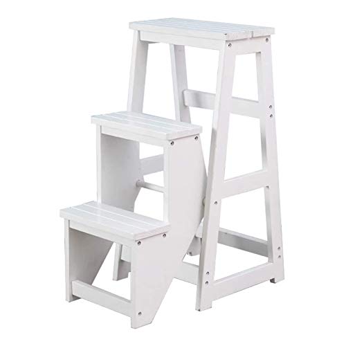 Silla escalera de madera con 3 peldaños plegables y taburete multifunción 2