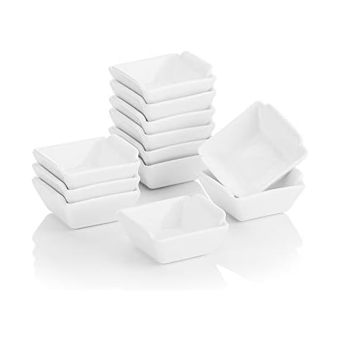 MALACASA, Series Ramekin, 12-Piece Porcelana de Vajillas Cuenco de Postre Cover