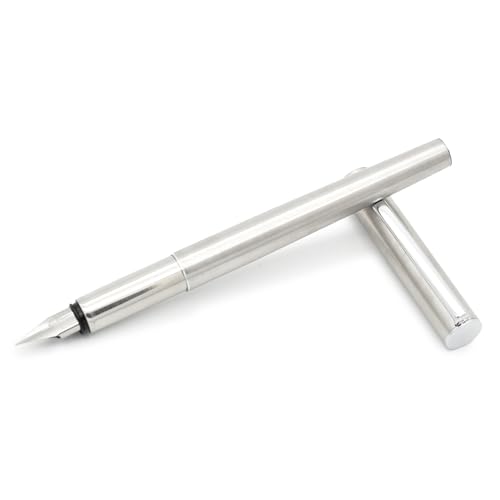 Image of BUZZ COOL Stainless Steel Fountain Pen With Converter Pump | Slim Metal Body Fountain Pen with Fine Nib(0.5mm) | Zero Ink Leakage Smooth Writing pen