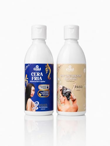 Gold DIAMOND – Kit Alisado Brasileño Cera Fría Sin Formol – Tratamiento de Keratina Profesional para Cabello Teñido, Poroso y Dañado – Hasta 6 Meses Sin Frizz (Kit Pequeño, 250mL)