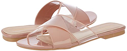 Image of shoexpress Women Black Solid Pu Open Toe Flats Sandal