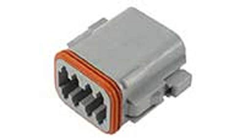 DEUTSCH CONNECTORS DT06-08SA Wire-to-Wire, 9.12MM [.359IN] Centerline, SEALABLE, HOUSING for Female TERMINALS, Wire & Cable, Gray, 8 Position