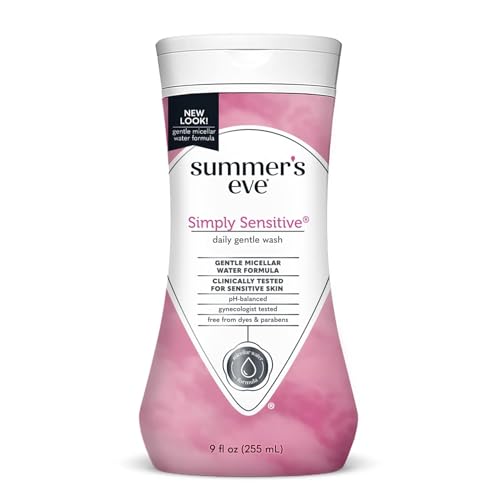 Summer's Eve Simply Sensitive Daily Gentle Feminine Wash, Removes Odor, pH balanced, 9 fl oz (Pack of 8)