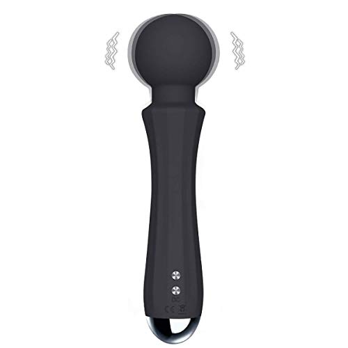 Wand Massager Handheld Powerful Quiet with 20 Multi Vibration Frequencies 8 Power Modes Back Massager Cordless Neck Massager Foot Massager (Black)