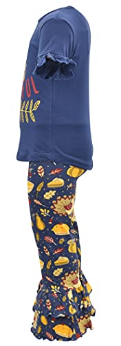Image of Unique Baby 2 Piece Girls Double Ruffle Leggings Outfit with Short Sleeve Shirt Kid and Toddler Clothes Set