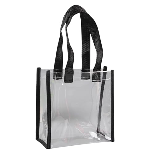 Generisch GroßE Arbeit Transparente Clear Totes Bag Strandtasche Damen Durchsichtige Handtasche Stadiontaugliche PVC Kulturtasche für Festival, Kosmetik & Reise (25x25x10cm) (Black)