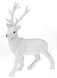Mit flauschiger Oberflächer CHICCIE Weißes Stehende Rentier - Flauschig 27cm - Deko Figur REH Weihnachten Xmas