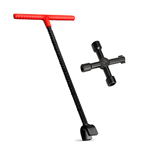 Image of Eapele Water Meter Key 16 inch Enforced Steel T-Handle With 4-way Multi-Functional Universal Cross Key