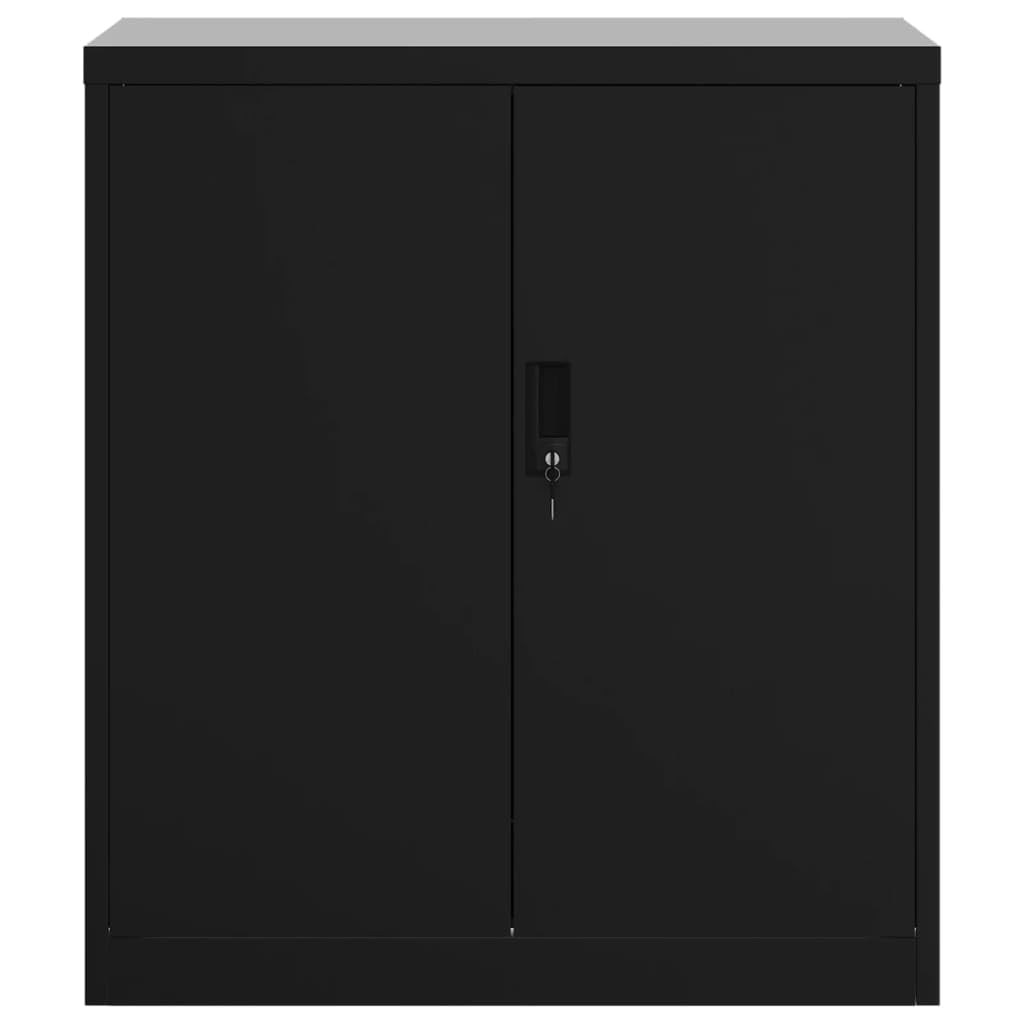 Generico Armario archivador con cerradura, 79 x 40 x 90 cm, de acero barnizado en polvo negro, armario de oficina con estante portaobjetos