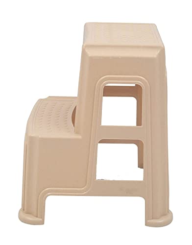 Image of SKYGLAMOUR Supreme Plastic Multi-Purpose 2 Step Stool for Home | Office&Kitchen Use with Weight Bearing Capacity of 150 Kg | 2 Step Stool for Kitchen |Color: Beige; Qnt: 01 Pcs.